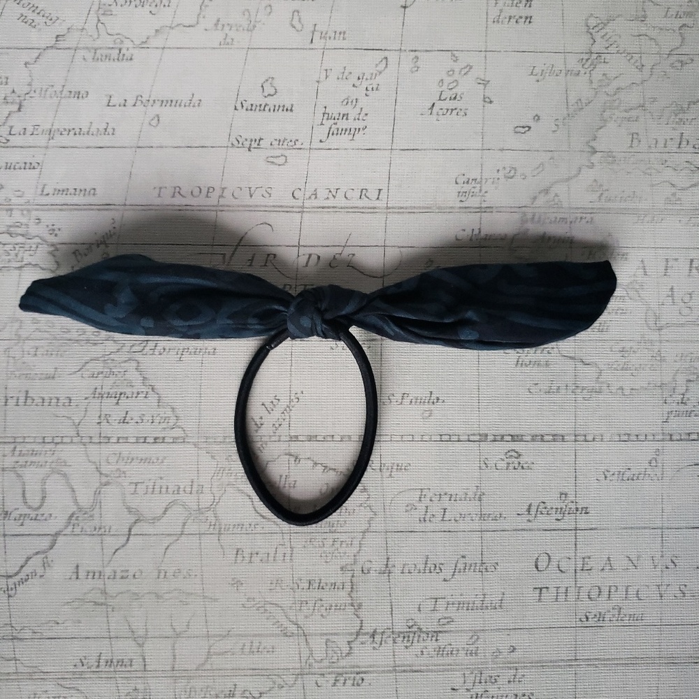 Black and Teal Batik Hair Bow